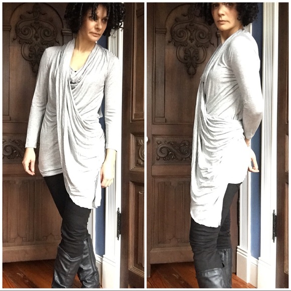 Kai-aakmann Tops - Kai-aakmann Jersey Drapey Top in Grey